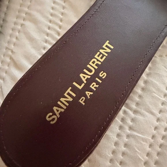 Saint Laurent Tribute Patent Woven Slide Sandal in Deep Burgundy 39.5 - Picture 3 of 8